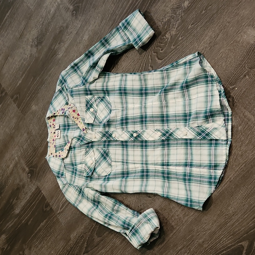 SO Green Plaid Button Down Shirt
